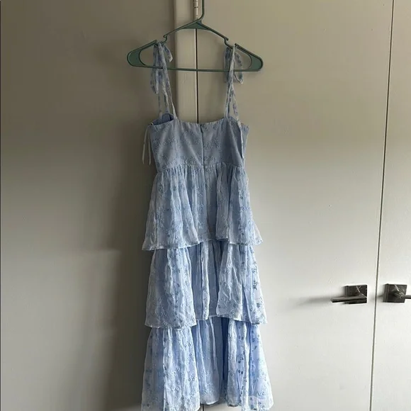 Lulus Floral Blue Tiered Dress - Picture 3 of 4